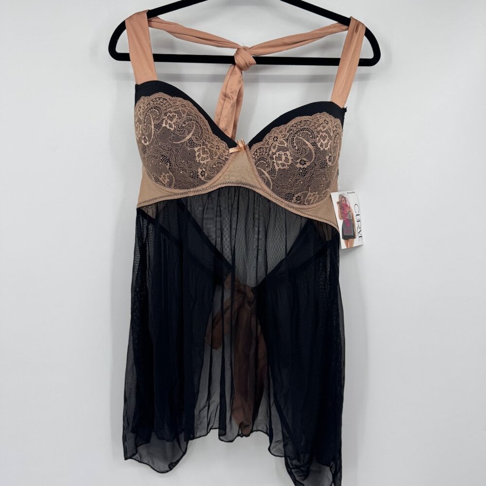 Curve Fantasy Lingerie Babydoll Women's 3X 4X Halter Open Back sexy plus size bl